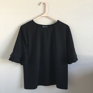 New York & Company Black Bell Sleeve Top